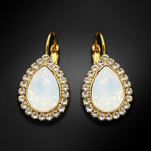 Auskarai "Debesų Lašas (White Opal)" su Swarovski™ kristalais